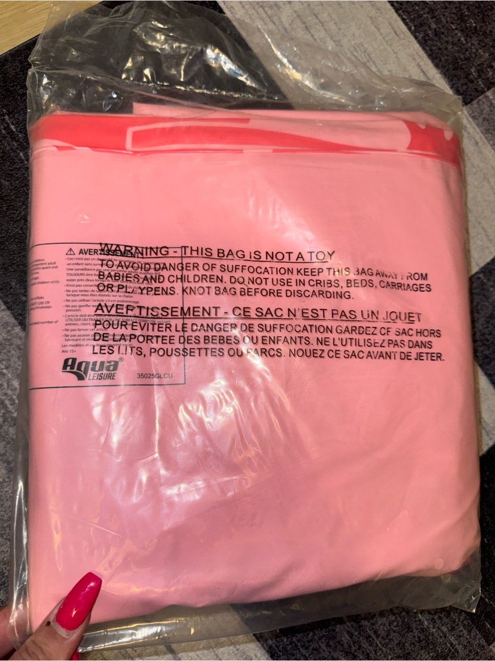 Pink Inflatable Pool Lounger with Built-In Headrest - Picture 6 of 6